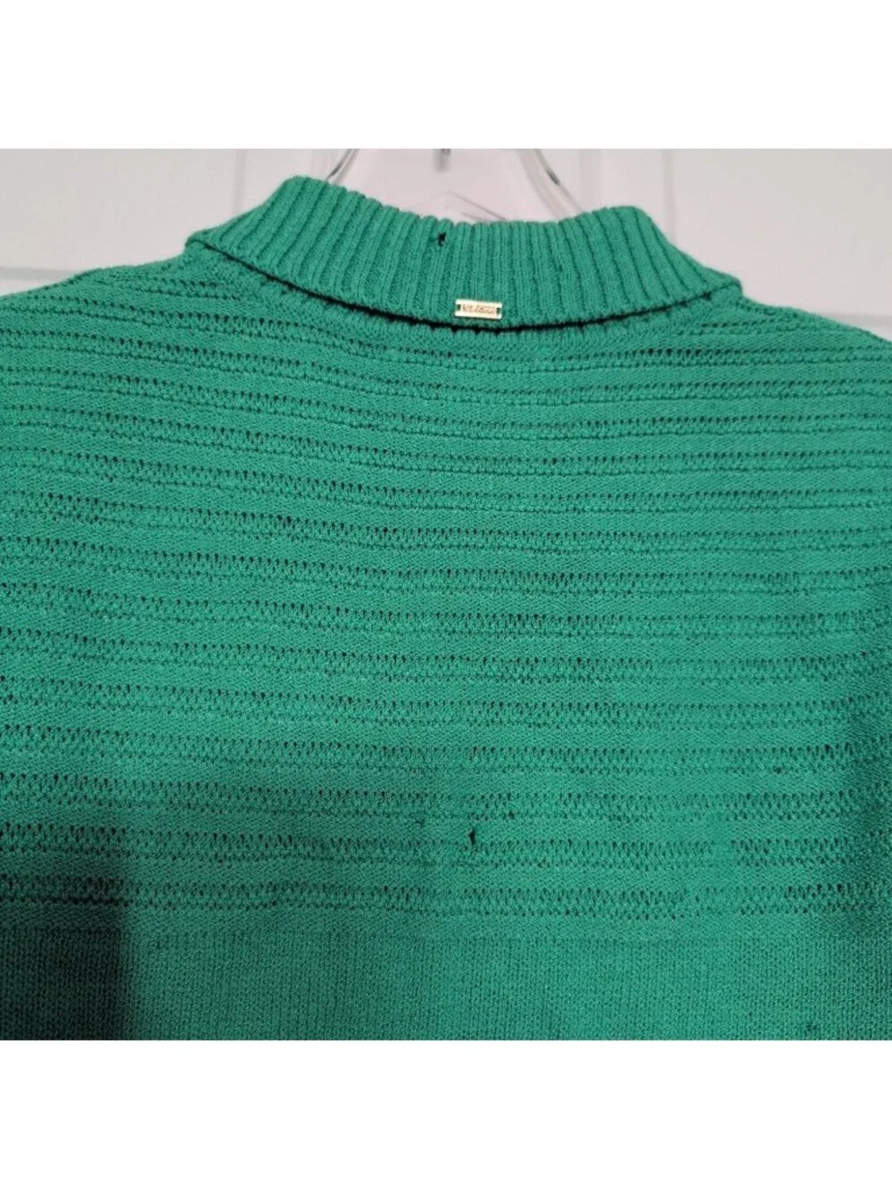 St John Santana Knit Cardigan Womens Size Small Green Wool Blend Long Sleeve